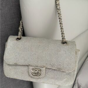 CHANEL Silver Rhinestone Embellished Bag